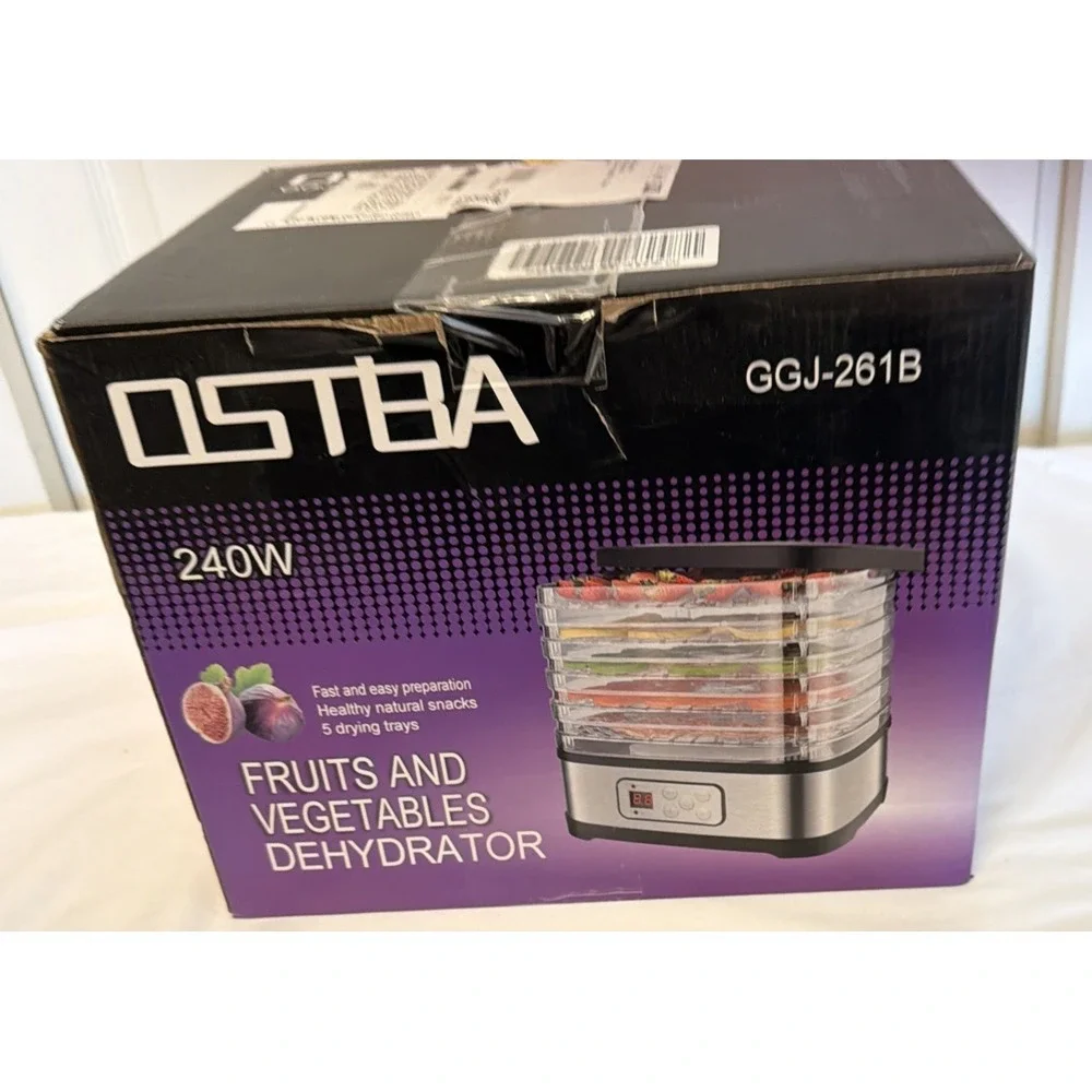 NEW OSTBA 5-Tray Food Dehydrator, 240W, LED Display, 72H Timer, Adjustable Temp